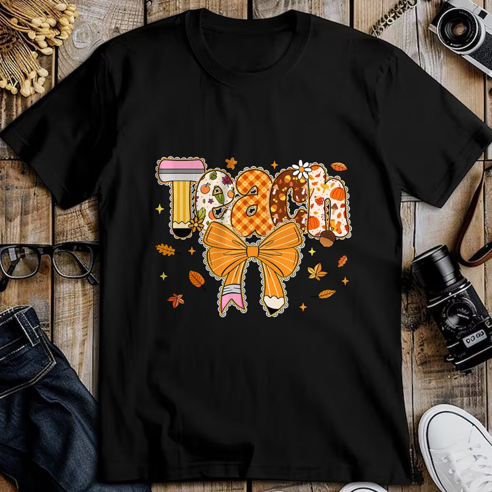 Best Thanksgiving Family Shirt , Funny Thanksgiving UnisexT-Shirt/Hoodie/Sweatshirt HLT00 - Thanksgiving Teacher Pencil Bow One Thankful Teacher Fall T-Shirt