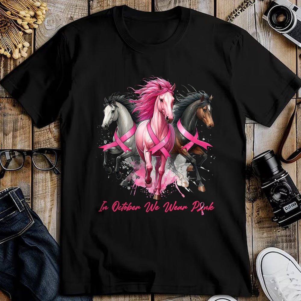 Best Horse Lover Shirt , Funny Horse UnisexT-Shirt/Hoodie/Sweatshirt HLT00 - in October We Wear Pink Horse Breast Cancer Awareness Women T-Shirt