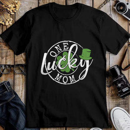 Gift for Mom Shirt, Funny Mom Unisex T-Shirt/Hoodie/Sweatshirt HLT00 - One Lucky Mom Funny Mother Irish Clovers St Patricks Day T-Shirt