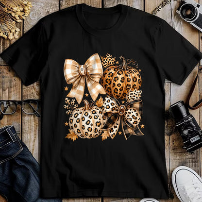Best Thanksgiving Family Shirt , Funny Thanksgiving UnisexT-Shirt/Hoodie/Sweatshirt HLT00 - Coquette Bow Leopard Pumpkin Thanksgiving Autumn Fall Leaves T-Shirt