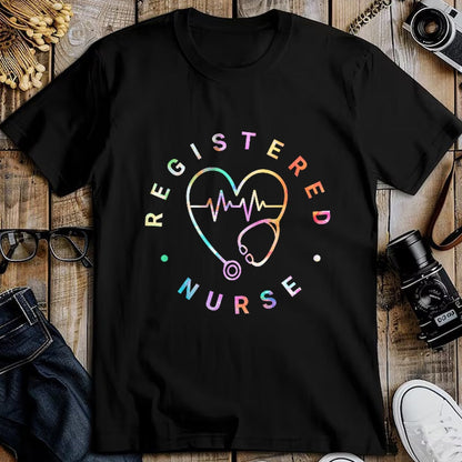 Funny Nurse Shirt, Nurse Unisex T-Shirt/Hoodie/Sweatshirt HLT00 - Registered Nurse Heart Beat Tie Dye Long Sleeve RN Nursing T-Shirt