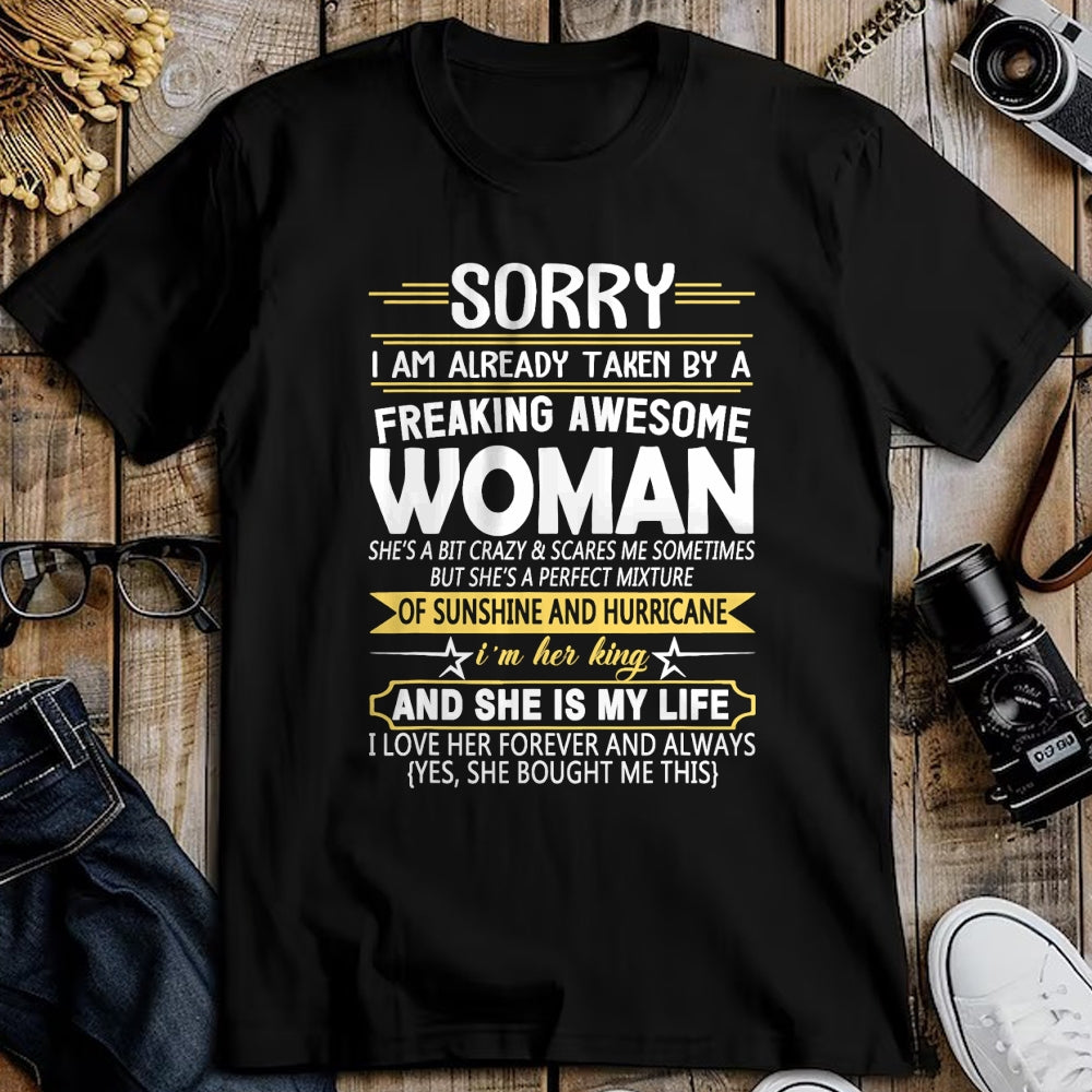 Best Wife Shirt, Wife and Husband Unisex T-Shirt/Hoodie/Sweatshirt HLT00 - Mens Sorry I'm Already Taken by a Freaking Awesome Girl T-Shirt