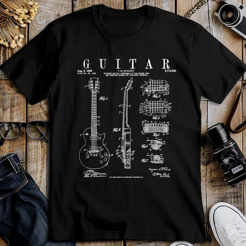 Guitar Lover Shirt, Funny Guitar UnisexT-Shirt/Hoodie/Sweatshirt HLT00 - Electric Guitar Vintage Patent Guitarist Drawing Print T-Shirt