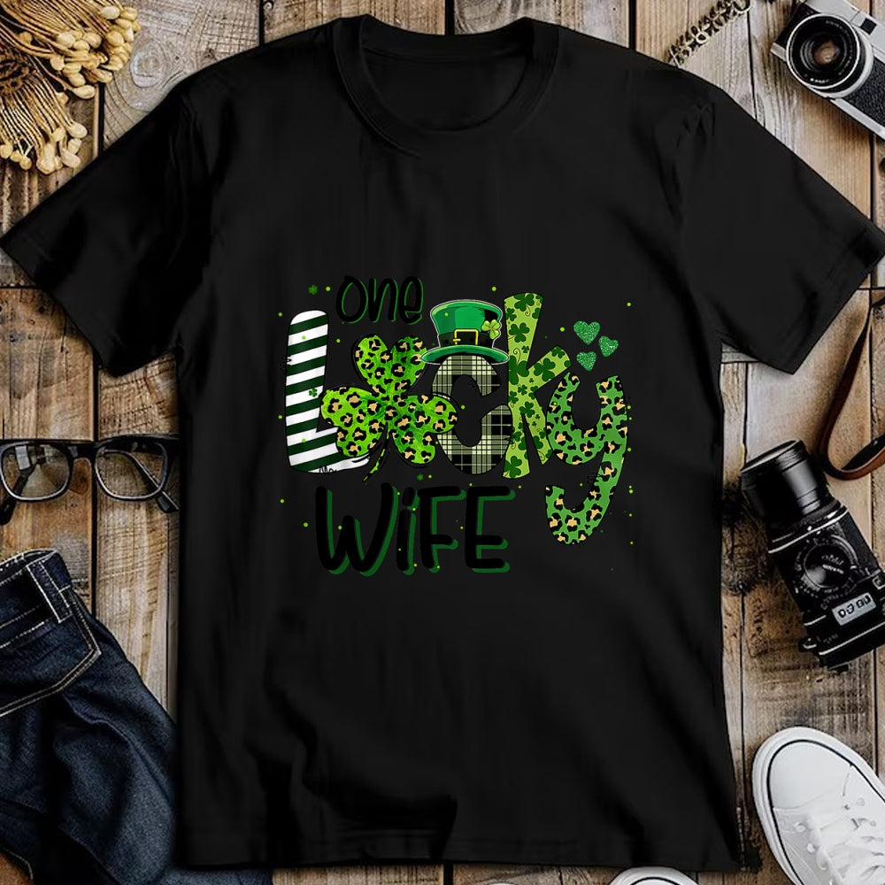 Best Wife Shirt, Wife and Husband Unisex T-Shirt/Hoodie/Sweatshirt HLT00 - Gift for wife T shirt, lucky wife   One Lucky Wife St Patricks Day Mom Mother Shamrock Leopard T-Shi