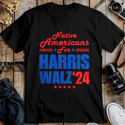 Native American T-Shirts, Vintage Native American Unisex T-Shirt/Hoodie/Sweatshirt HLT00 - Native Americans for Harris Walz Kamala for President