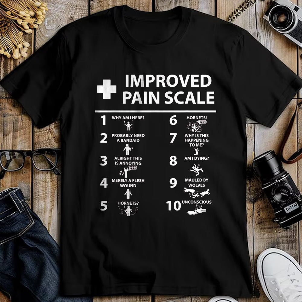 Best Doctor Shirt, Funny Doctor UnisexT-Shirt/Hoodie/Sweatshirt HLT00 - Improved Pain Scale Healthcare Nurse Pain Level Chart Doctor T-Shirt, Men, Black, 3X-Large