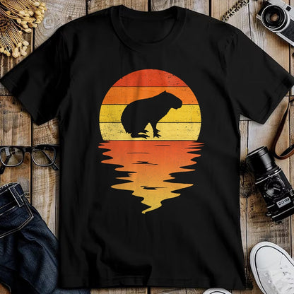 Cute Capybara Shirt, Funny Capybara Unisex T-Shirt/Hoodie/Sweatshirt HLT00 - Capybara shirt 70s vintage retro sunset Capybara T-Shirt