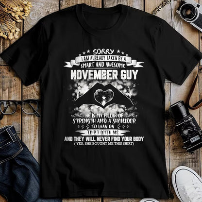 Best Wife Shirt, Wife and Husband Unisex T-Shirt/Hoodie/Sweatshirt HLT00 - Sorry I'm Already Taken By Smart And Awesome November Guy T-Shirt