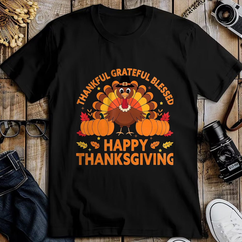 Best Thanksgiving Family Shirt , Funny Thanksgiving UnisexT-Shirt/Hoodie/Sweatshirt HLT00 - Thankful Grateful Blessed Turkey, Happy Thanksgiving T-Shirt, Men, Black, 3X-Large