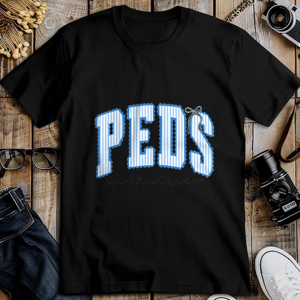 Best Doctor Shirt, Funny Doctor UnisexT-Shirt/Hoodie/Sweatshirt HLT00 - Pediatric Nurse PEDS Blue Striped PEDS MA Er ICU Doctor T-Shirt