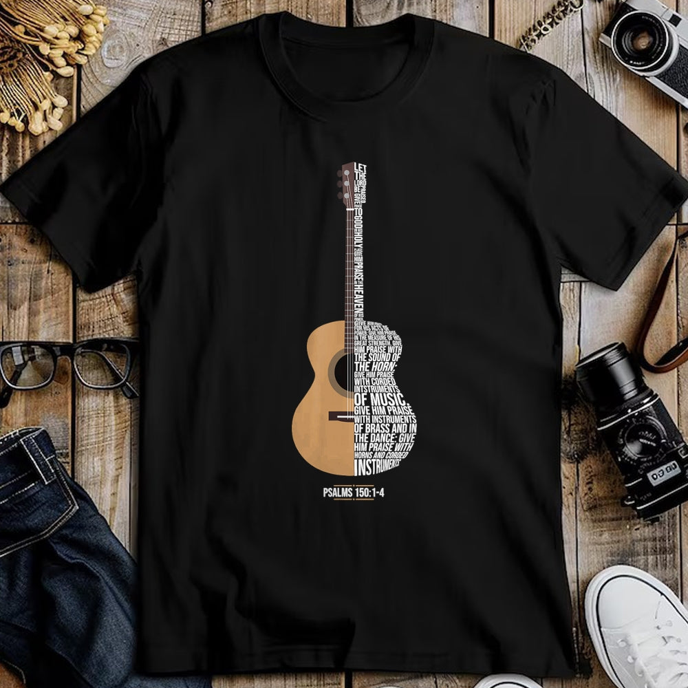 Guitar Lover Shirt, Funny Guitar UnisexT-Shirt/Hoodie/Sweatshirt HLT00 - Praise Him with The Strings Psalm 150 Acoustic Guitar Player T-Shirt