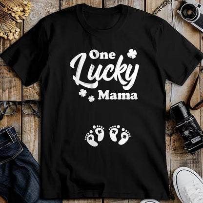 Gift for Mom Shirt, Funny Mom Unisex T-Shirt/Hoodie/Sweatshirt HLT00 - Pregnancy Mom of Twins One Lucky Mama St Patrick_s Day T-Shirt