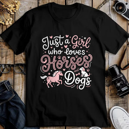 Best Horse Lover Shirt , Funny Horse UnisexT-Shirt/Hoodie/Sweatshirt HLT00 - Just A Girl Who Loves Horses and Dogs T-Shirt