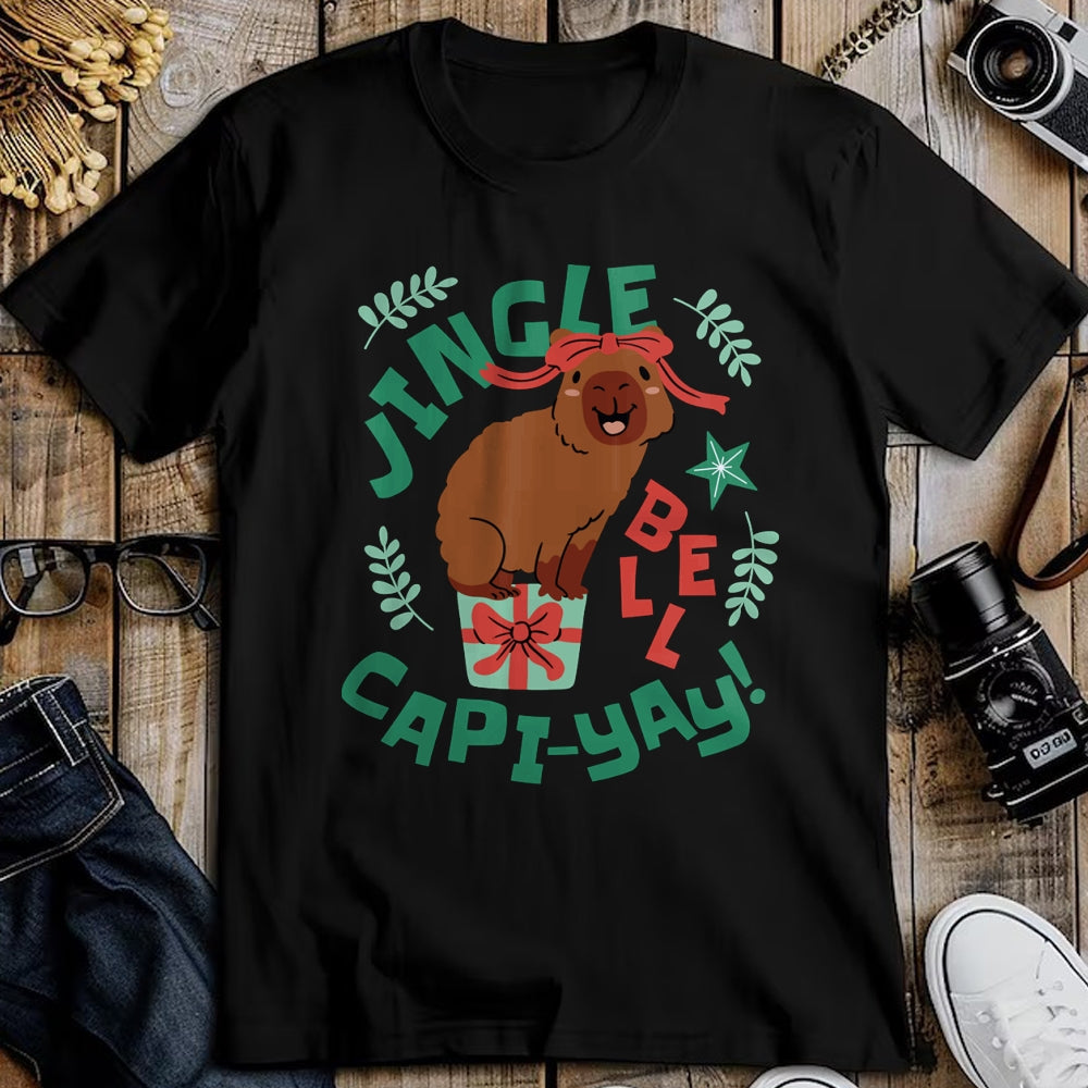 Cute Capybara Shirt, Funny Capybara Unisex T-Shirt/Hoodie/Sweatshirt HLT00 - Festive Capybara Long Sleeve T-Shirt