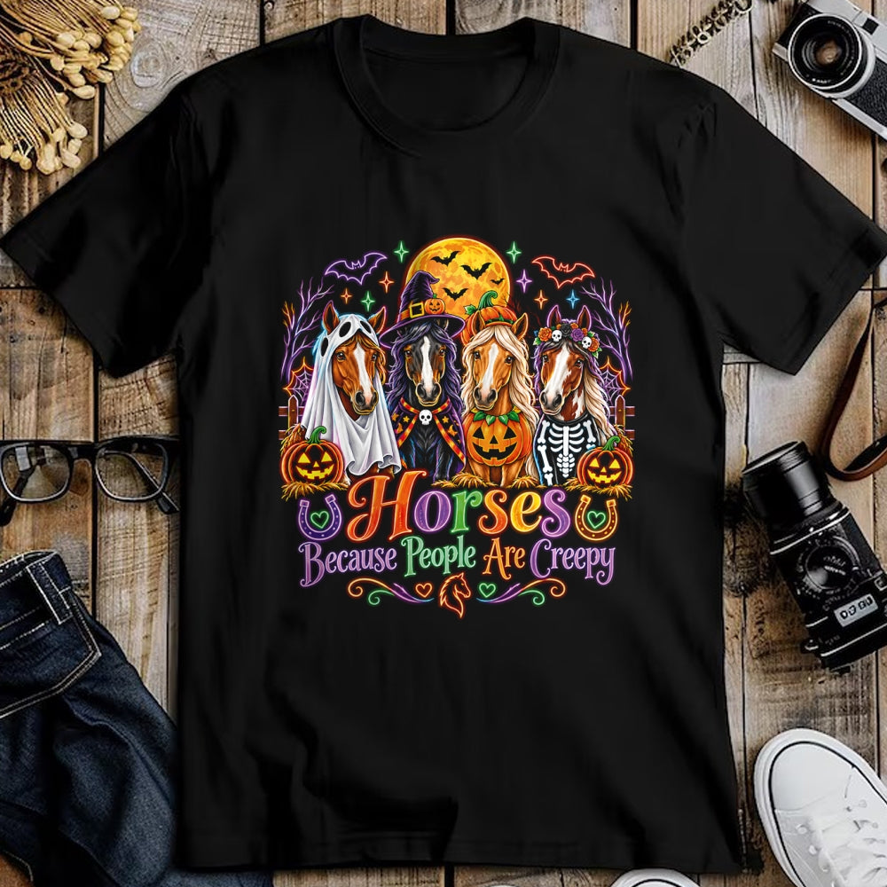 Best Horse Lover Shirt , Funny Horse UnisexT-Shirt/Hoodie/Sweatshirt HLT00 - Horses Because People are Creepy Funny Halloween Horse Lover Performance T-Shirt