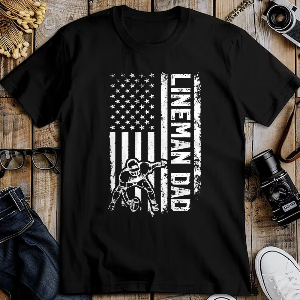 Gift for Dad Shirt, Funny Dad Unisex T-Shirt/Hoodie/Sweatshirt HLT00 – Football Line Dad Of A Football Lineman Father US Flag T-Shirt
