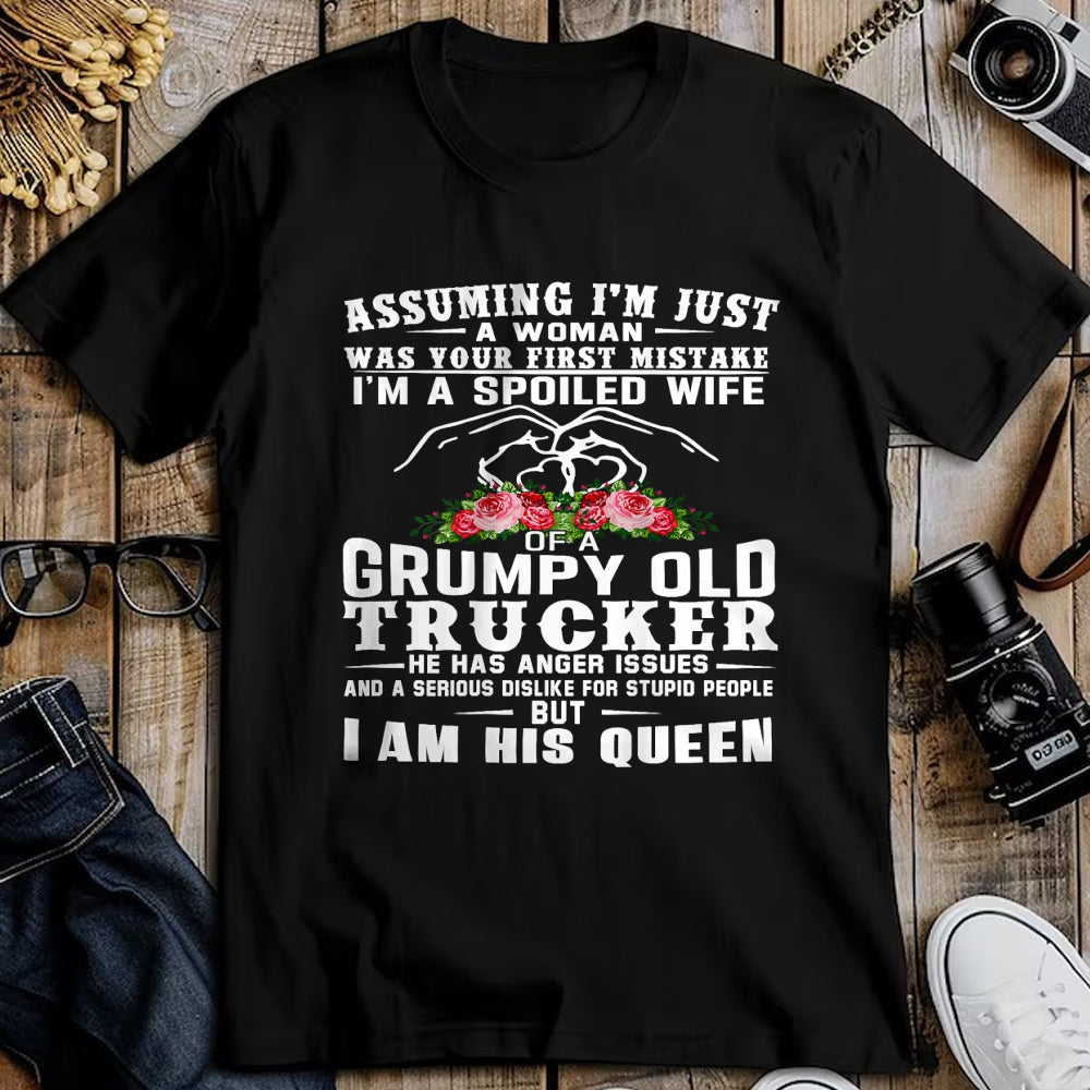 Best Wife Shirt, Wife and Husband Unisex T-Shirt/Hoodie/Sweatshirt HLT00 - Gift for wife T shirt, spoiled wife   I'm A Spoiled Wife Of A Grumpy Old Trucker (on back) T-Shirt (1)