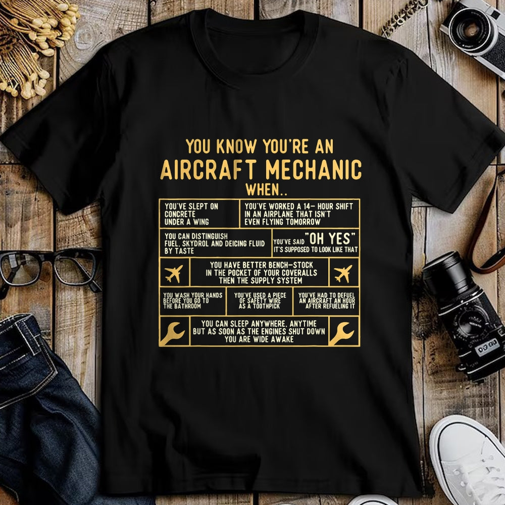 Best Mechanic Life Shirt, Funny Mechanic UnisexT-Shirt/Hoodie/Sweatshirt HLT00 - You Know You're an Aircraft Mechanic - Airplane Maintenance T-Shirt Small