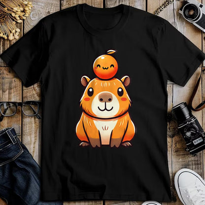 Cute Capybara Shirt, Funny Capybara Unisex T-Shirt/Hoodie/Sweatshirt HLT00 - Kawaii Capybara Orange Long Sleeve T-Shirt