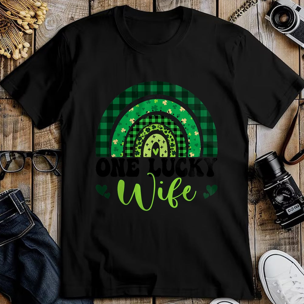 Best Wife Shirt, Wife and Husband Unisex T-Shirt/Hoodie/Sweatshirt HLT00 - Gift for wife T shirt, lucky wife   One Lucky Wife Rainbow Irish St Patricks Day Shamrock T-Shirt