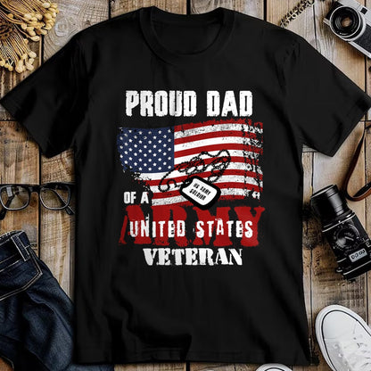 Gift for Dad Shirt, Funny Dad Unisex T-Shirt/Hoodie/Sweatshirt HLT00 – Proud Dad Of A Army Veteran American Flag Father Military T-Shirt