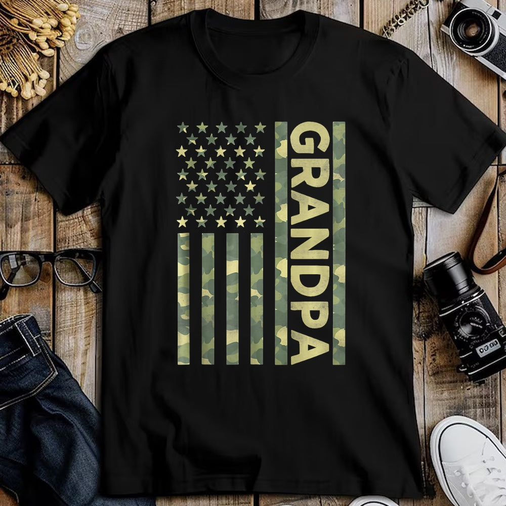 Gift for Dad Shirt, Funny Dad Unisex T-Shirt/Hoodie/Sweatshirt HLT00 – Proud Grandpa Camouflage American US Flag Camo Father_s Day Premium T-Shirt