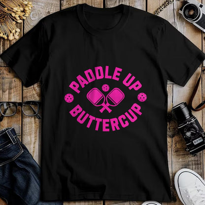 Funny Pickleball Shirt, Pickleball Lover Unisex T-Shirt/Hoodie/Sweatshirt HLT00 - Paddle-Up Buttercup Retro Pink Style Pickleball T-Shirt