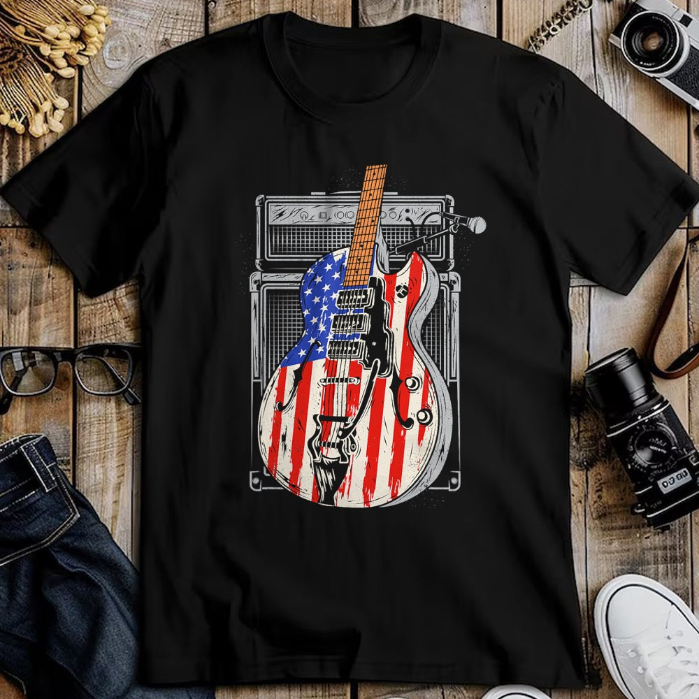 Guitar Lover Shirt, Funny Guitar UnisexT-Shirt/Hoodie/Sweatshirt HLT00 - American Flag Guitar 4th of July Guitarist USA Country Music T-Shirt