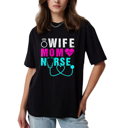 Funny Nurse Shirt, Nurse Unisex T-Shirt/Hoodie/Sweatshirt HLT00 - Wife Mom Nurse Practitioner NP Nurse Practitioners T-Shirt