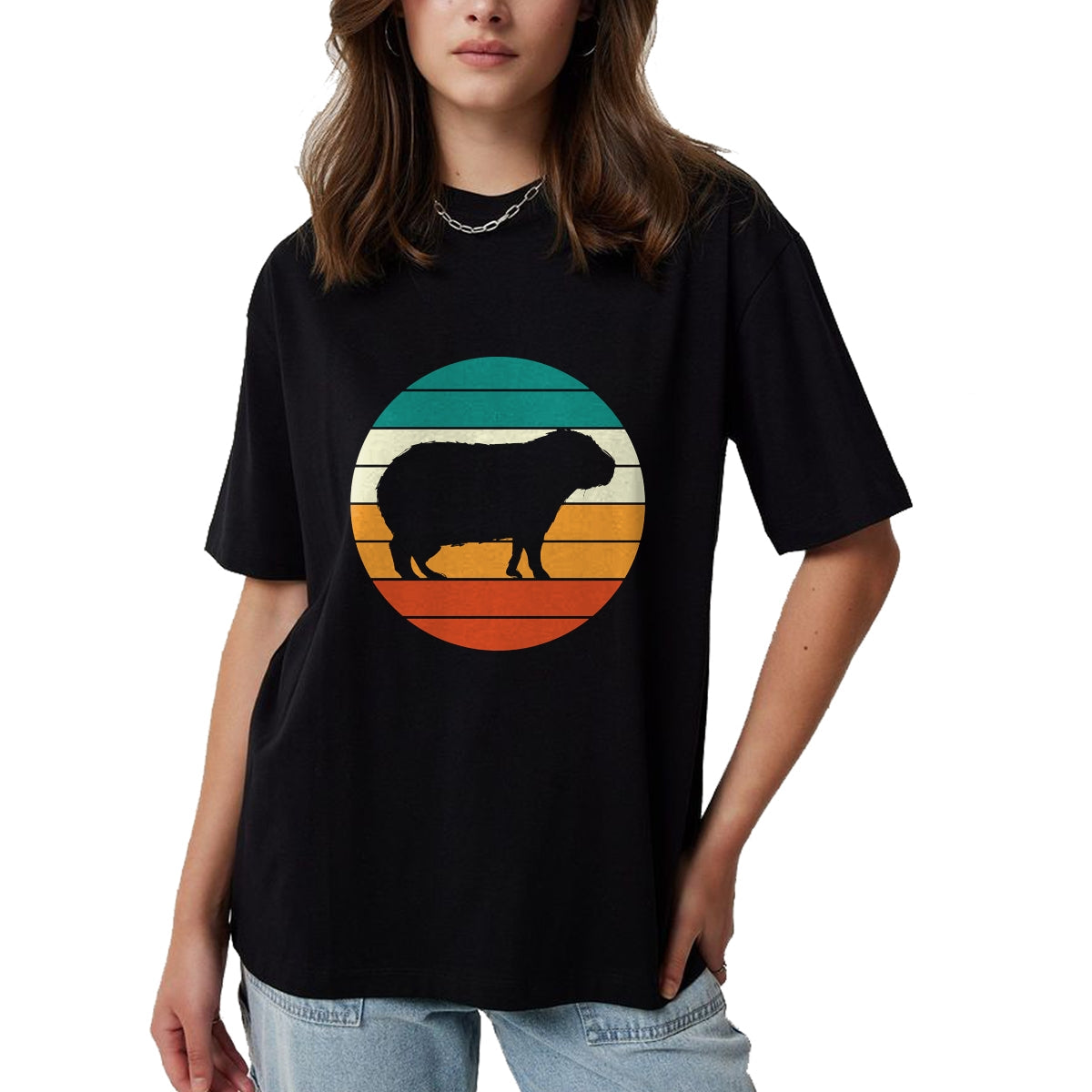 Cute Capybara Shirt, Funny Capybara Unisex T-Shirt/Hoodie/Sweatshirt HLT00 - Retro Rodent Funny Capybara Dont Be Worry Be Capy T-Shirt, Men, Black, 3X-Large