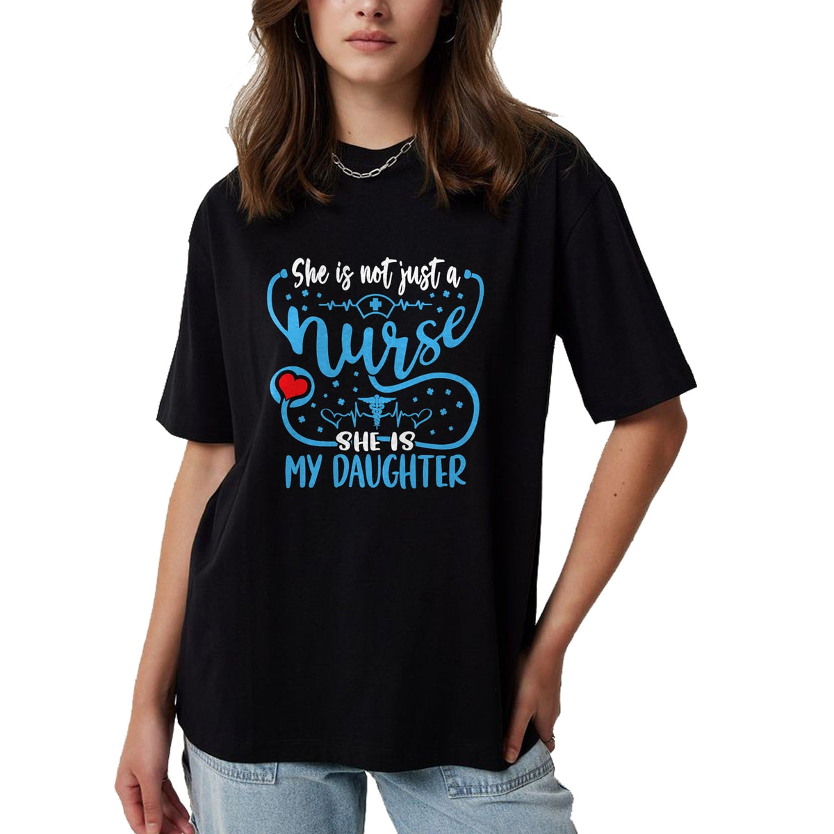 Funny Nurse Shirt, Nurse Unisex T-Shirt/Hoodie/Sweatshirt HLT00 - My Daughter Is A Nurse Proud Nurse's Mom Dad RN LPN Family T-Shirt (2)