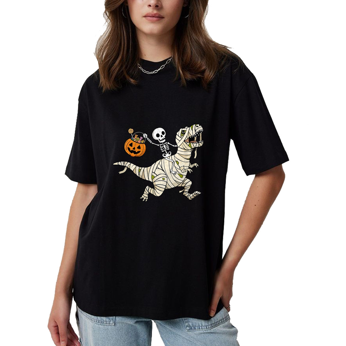 Best Dinosaur Lover Shirt, Funny Dinosaur UnisexT-Shirt/Hoodie/Sweatshirt HLT00 - Boys Halloween Skeleton Riding Dinosaur Mummy Trex Kids T-Shirt