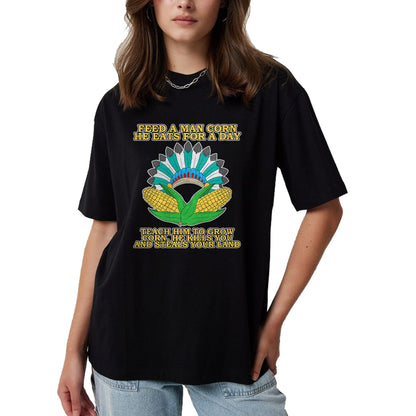Native American T-Shirts, Vintage Native American Unisex T-Shirt/Hoodie/Sweatshirt HLT00 - Corn Thanksgiving Dark History Native American