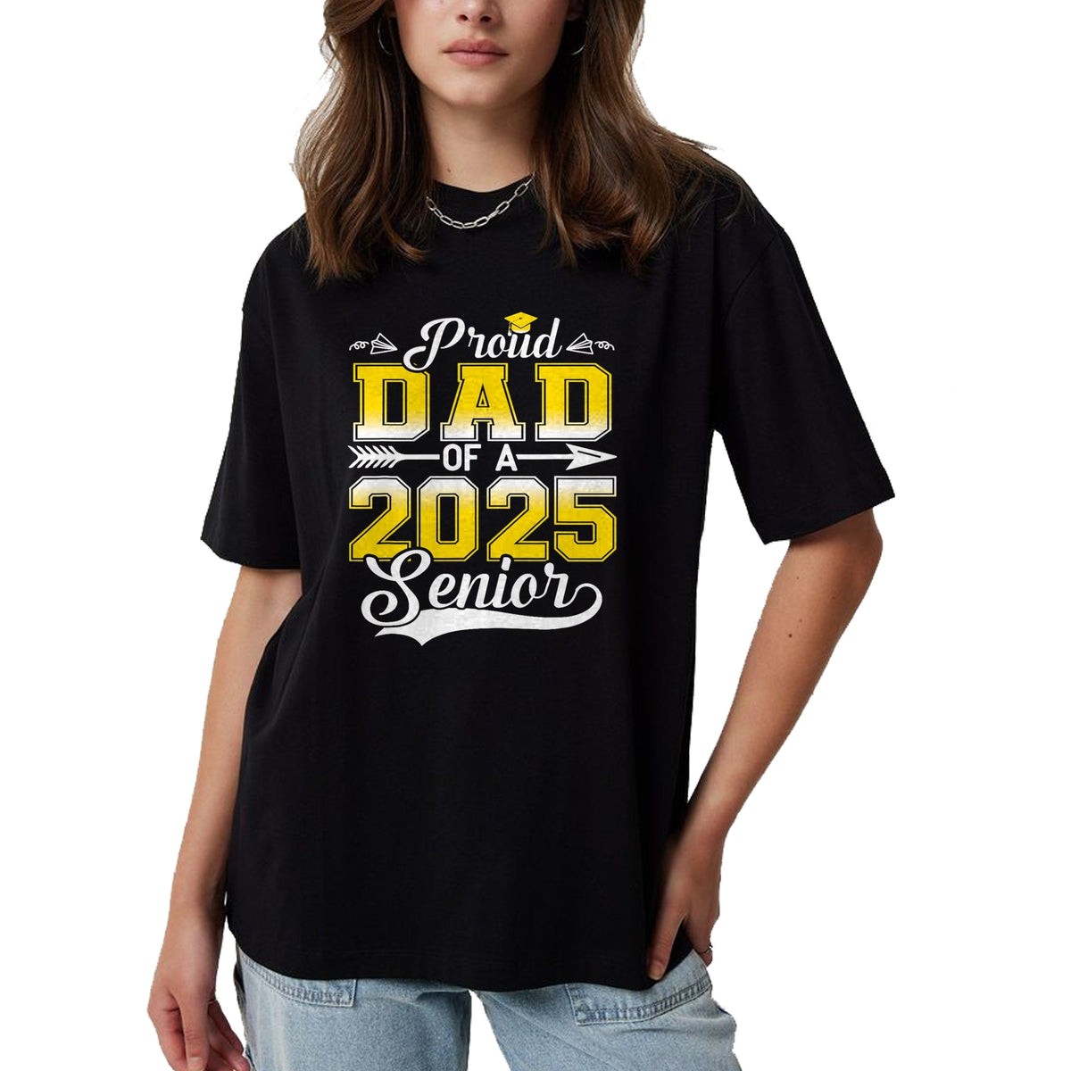 Gift for Dad Shirt, Funny Dad Unisex T-Shirt/Hoodie/Sweatshirt HLT00 – Proud Dad of a 2025 Senior Graduate, Funny Graduation T-Shirt