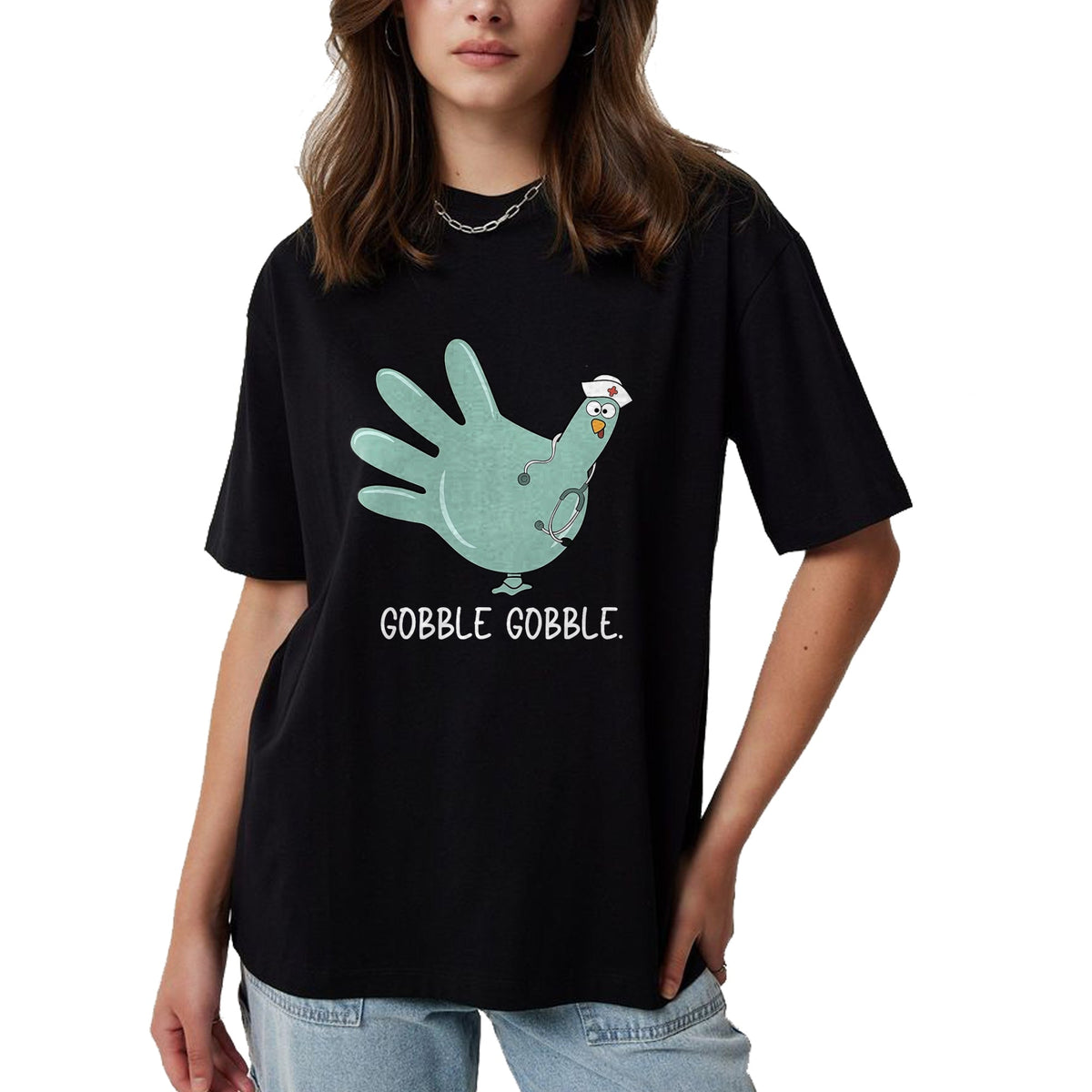 Funny Nurse Shirt, Nurse Unisex T-Shirt/Hoodie/Sweatshirt HLT00 - Turkey Glove Nurse Thanksgiving T-Shirt