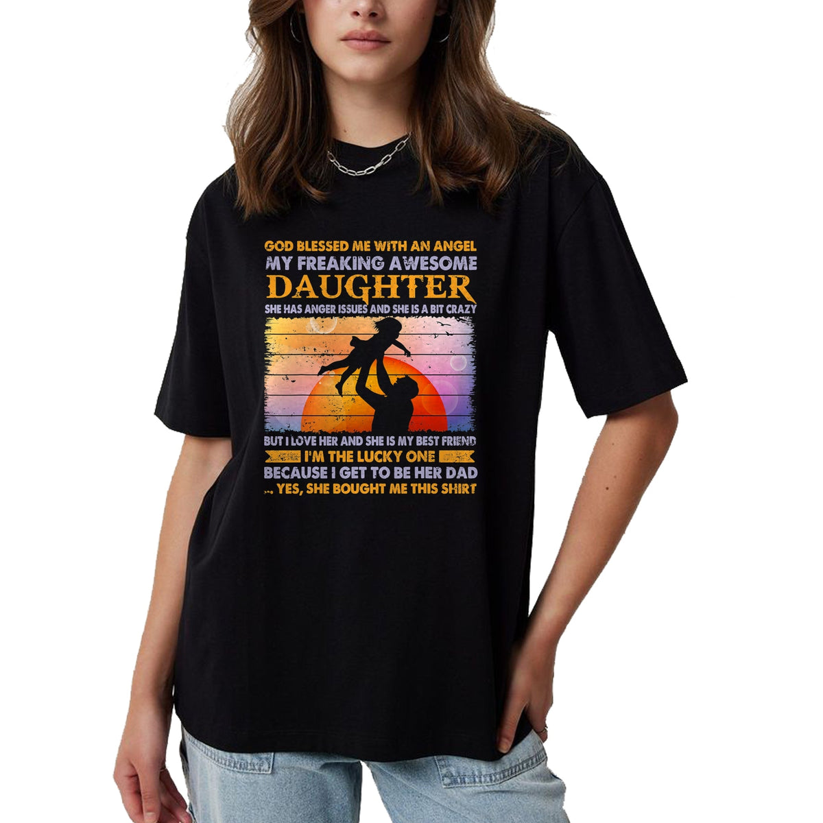 Gift for Dad Shirt, Funny Dad Unisex T-Shirt/Hoodie/Sweatshirt HLT00 – Father_s day from daughter blessed lucky dad T-Shirt
