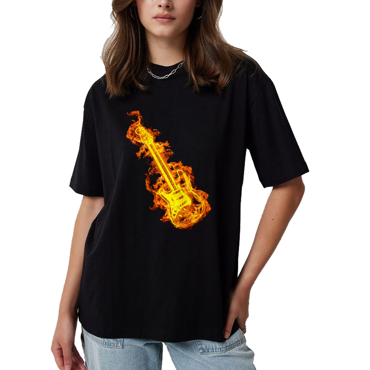 Guitar Lover Shirt, Funny Guitar UnisexT-Shirt/Hoodie/Sweatshirt HLT00 - Electric Guitar In Flames Gift Rock Guitar Lovers T-Shirt