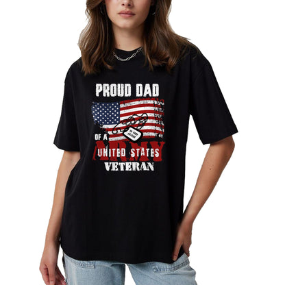 Gift for Dad Shirt, Funny Dad Unisex T-Shirt/Hoodie/Sweatshirt HLT00 – Proud Dad Of A Army Veteran American Flag Father Military T-Shirt