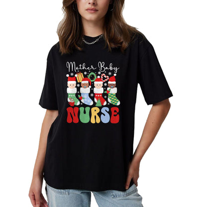 Funny Nurse Shirt, Nurse Unisex T-Shirt/Hoodie/Sweatshirt HLT00 - Mother Baby Nurse Christmas Professional Baby Wrapper T-Shirt