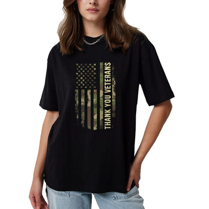 Proud Veteran Shirt, Funny Veteran UnisexT-Shirt/Hoodie/Sweatshirt HLT00 - Thank You Veterans Camouflage American Flag T-Shirt
