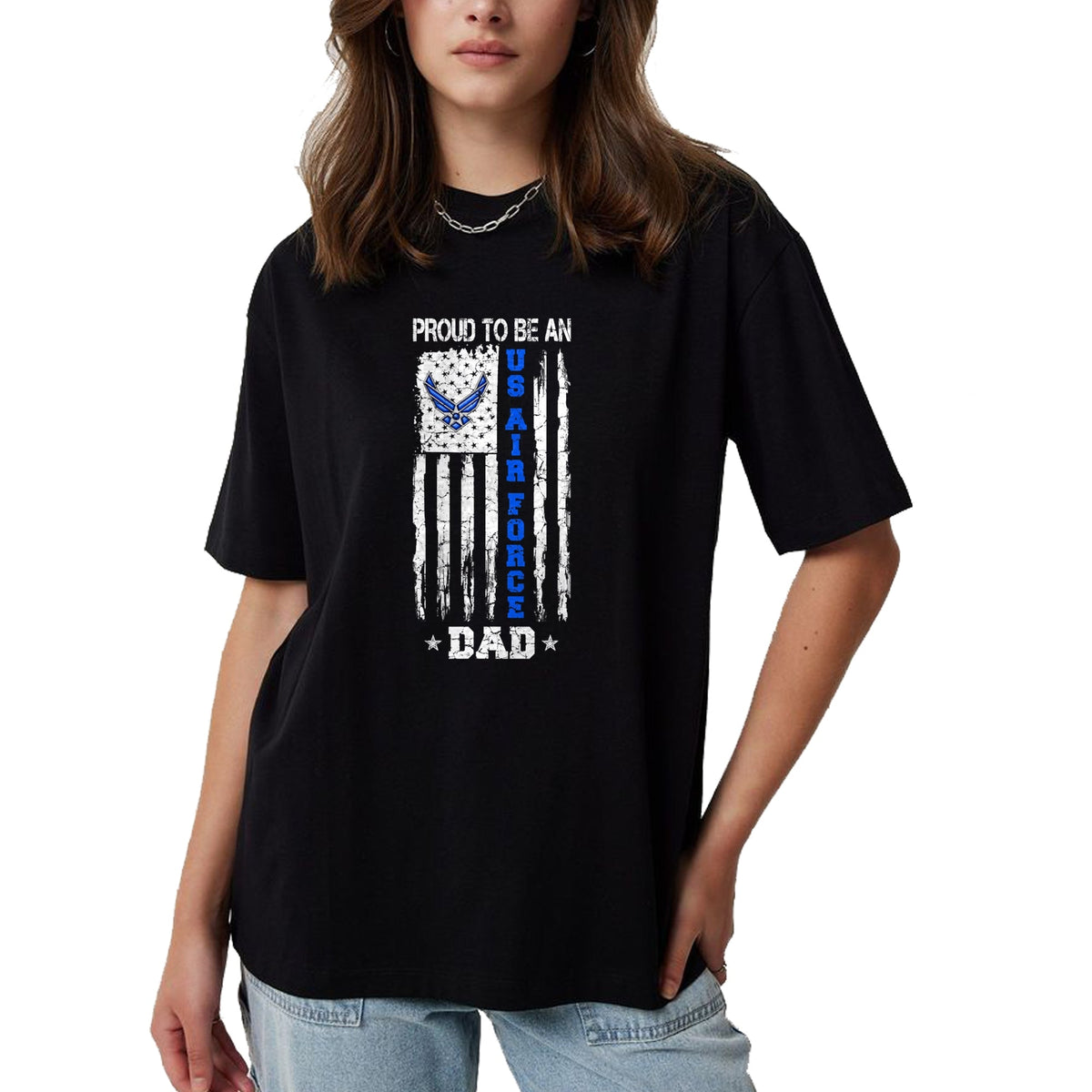 Gift for Dad Shirt, Funny Dad Unisex T-Shirt/Hoodie/Sweatshirt HLT00 – Vintage USA Flag Proud To Be An US Air Force Dad T-Shirt