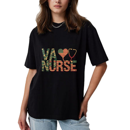 Proud Veteran Shirt, Funny Veteran UnisexT-Shirt/Hoodie/Sweatshirt HLT00 - VA Nurse Stethoscope Heart American Flag Camouflage Retro T-Shirt