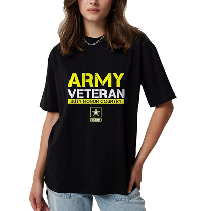 Proud Veteran Shirt, Funny Veteran UnisexT-Shirt/Hoodie/Sweatshirt HLT00 - US Army Veteran Duty Honor Land T-Shirt, Men, Black, 3X-Large