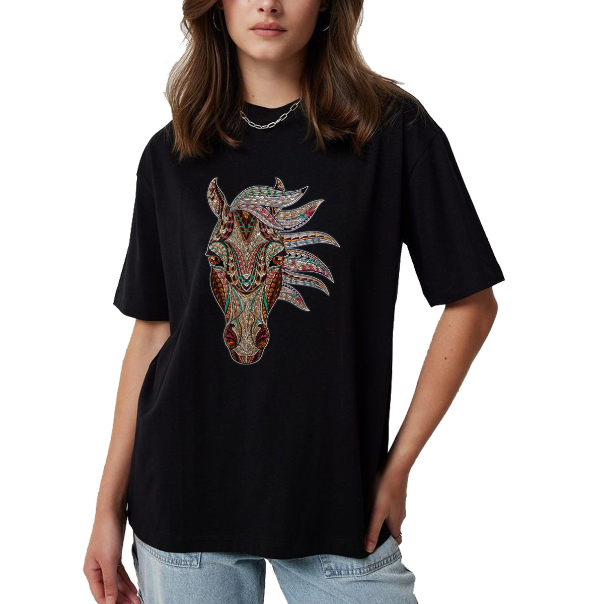 Native American T-Shirts, Vintage Native American Unisex T-Shirt/Hoodie/Sweatshirt HLT00 - Horse Tribal Abstract Art Native American Geometric Horse