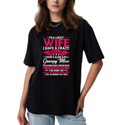 Best Wife Shirt, Wife and Husband Unisex T-Shirt/Hoodie/Sweatshirt HLT00 - Gift for wife T shirt, lucky wife   I'm A Lucky Wife I have A Husband Funny Family Humor Wife Pullov