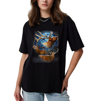 Funny Hunting Shirt, Gift For Hunting Lover Unisex T-Shirt/Hoodie/Sweatshirt HLT00 - Funny Elk Hunting T-Shirt - Elk Howling at the Moon