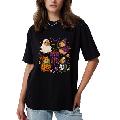 Cute Capybara Shirt, Funny Capybara Unisex T-Shirt/Hoodie/Sweatshirt HLT00 - Funny Cozy Capybara Autumn Fall Spooky Season Halloween T-Shirt