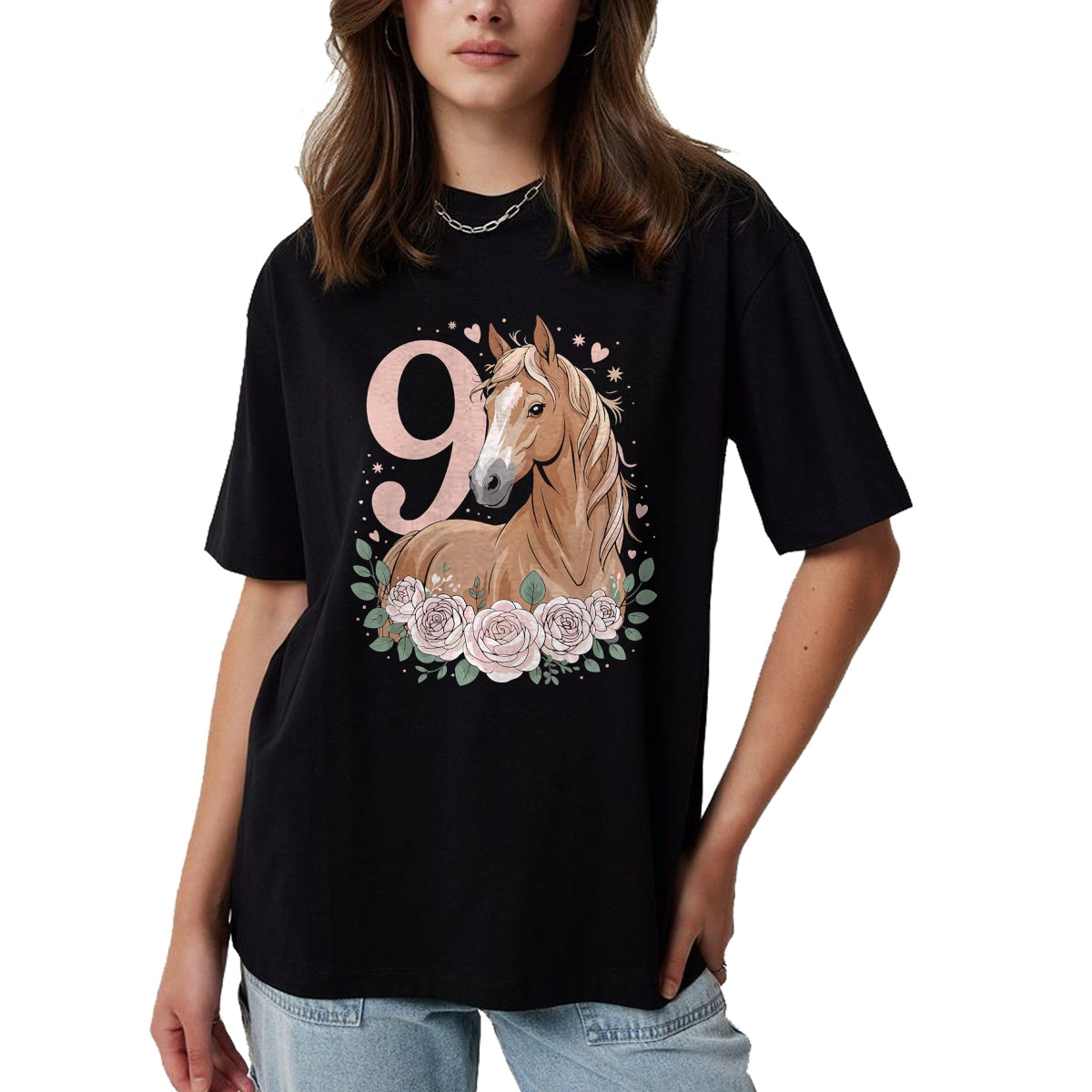 Best Horse Lover Shirt , Funny Horse UnisexT-Shirt/Hoodie/Sweatshirt HLT00 -  9th Birthday Horse Girl Design 9 Years Old Girl Horses T-Shirt