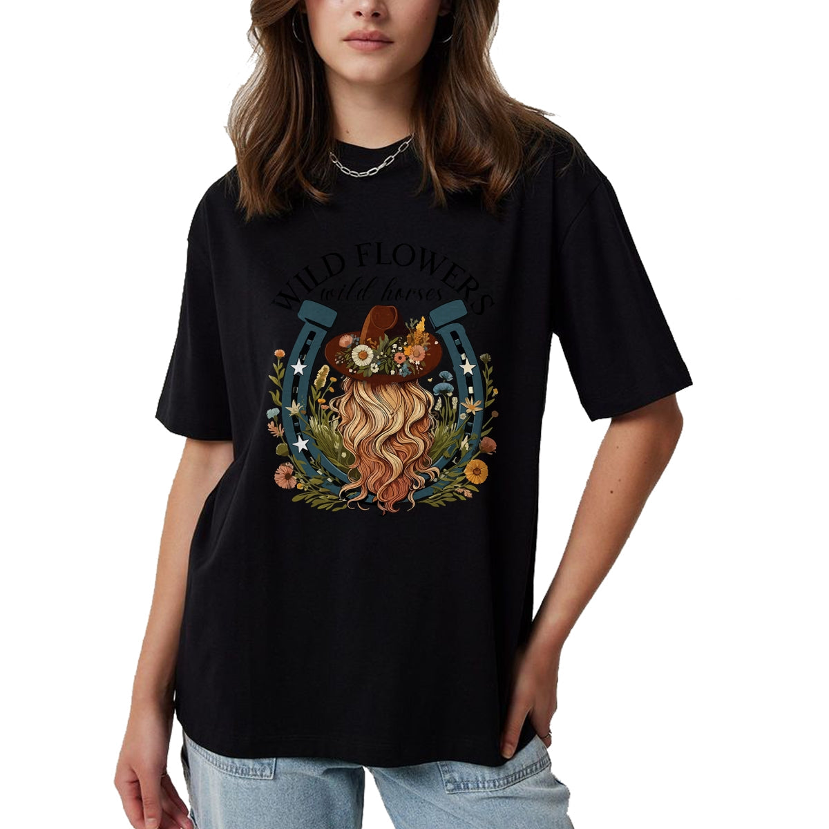 Best Horse Lover Shirt , Funny Horse UnisexT-Shirt/Hoodie/Sweatshirt HLT00 - Wildflowers Wild Horses Western Boho Country Music T-Shirt