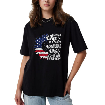 Best Wife Shirt, Wife and Husband Unisex T-Shirt/Hoodie/Sweatshirt HLT00 - Gift for wife T shirt, lucky wife   Patriotic Veterans Day Being A Veterans Wife Is An Honor T-Shirt